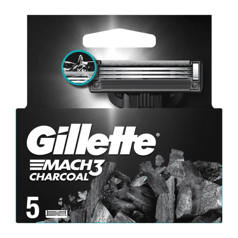 Gillette Mach3 Charcoal náhradní břity 5 ks