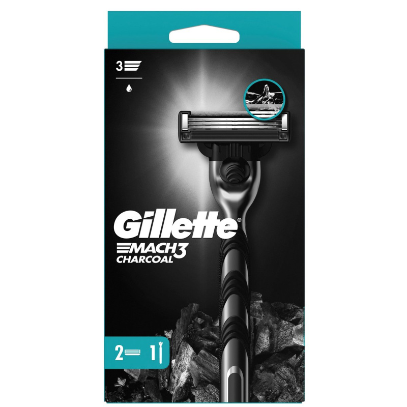 Gillette Mach3 Charcoal Pánský holicí strojek + 2 holicí hlavice