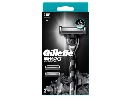 Gillette Mach3 Charcoal holicí strojek + náhradní břity 2 ks