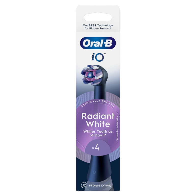 Oral B iO Radiant White náhradní hlavice pro zubní kartáček s bělicími vlákny Black 4 ks