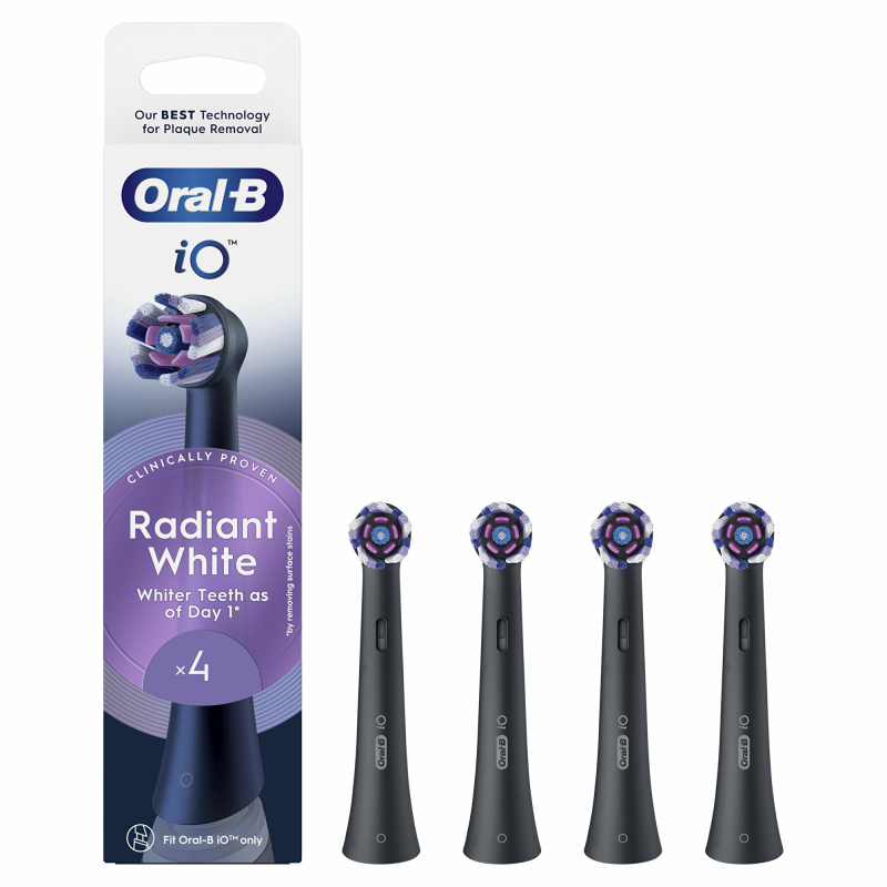 Oral B iO Radiant White náhradní hlavice pro zubní kartáček s bělicími vlákny Black 4 ks