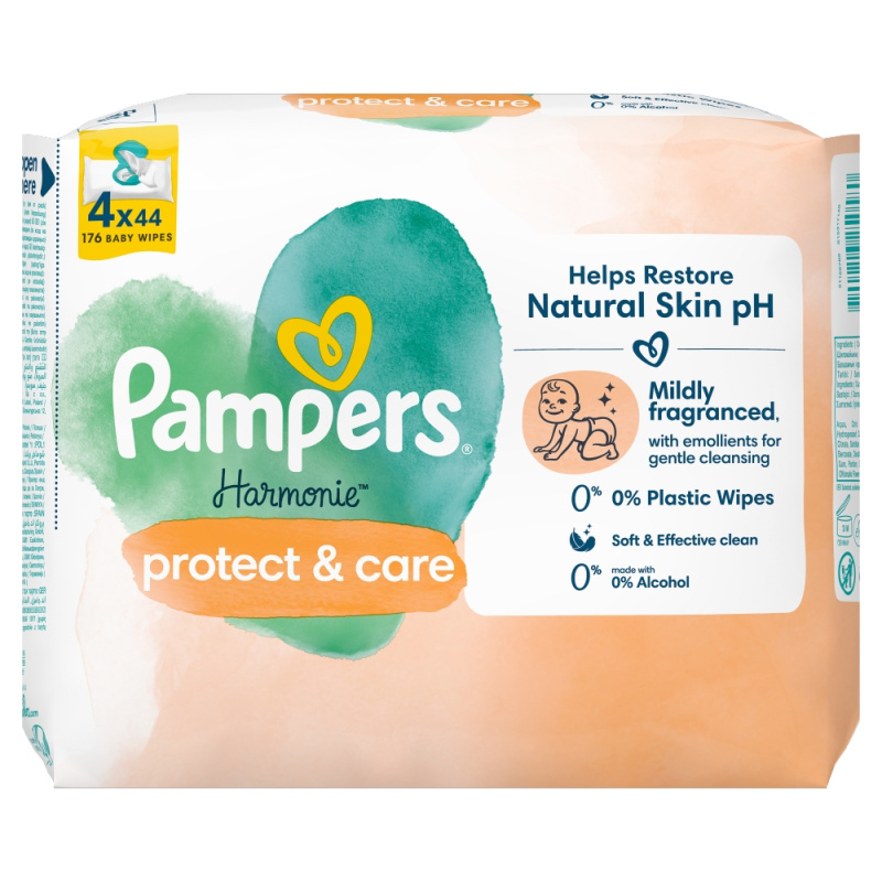 Pampers Harmonie Protect&Care vlhčené čisticí ubrousky pro děti s měsíčkem lékařským 176 ks
