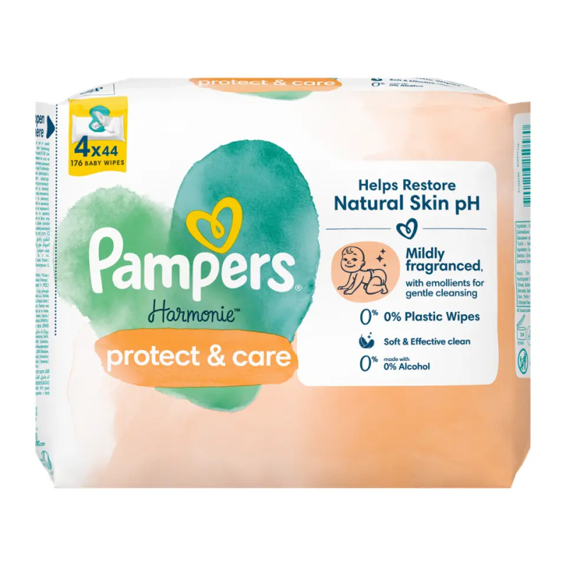 Pampers Harmonie Protect&Care vlhčené čisticí ubrousky pro děti s měsíčkem lékařským 176 ks