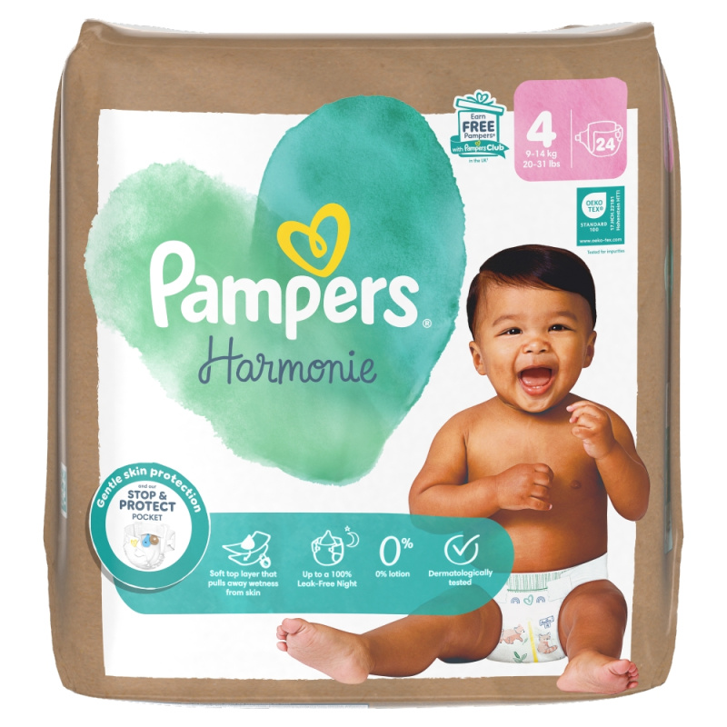 Pampers Harmonie Size 4 jednorázové pleny 9-14 kg 24 ks