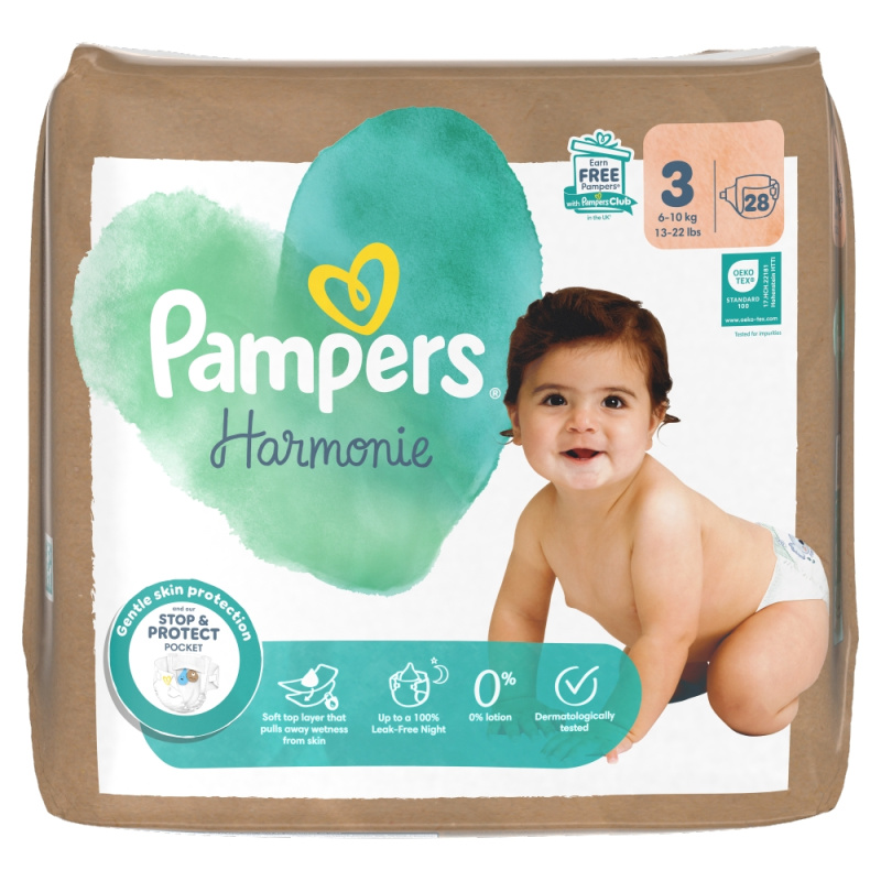Pampers Harmonie Size 3 jednorázové pleny 6-10 kg 28 ks