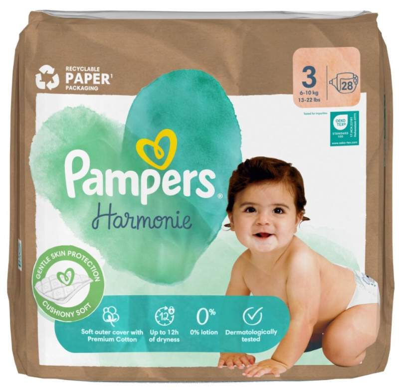 Pampers Harmonie Size 3 jednorázové pleny 6-10 kg 28 ks