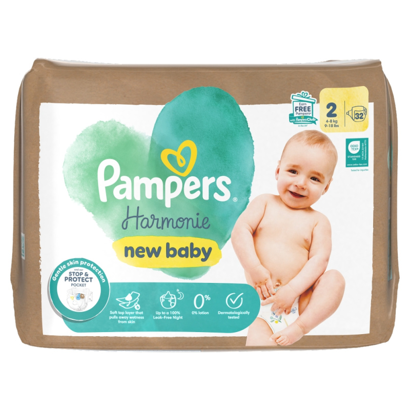 Pampers Harmonie Size 2 jednorázové pleny 4-8 kg 32 ks