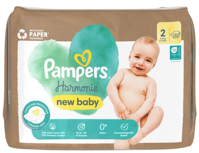 Pampers Harmonie Size 2 jednorázové pleny 4-8 kg 32 ks