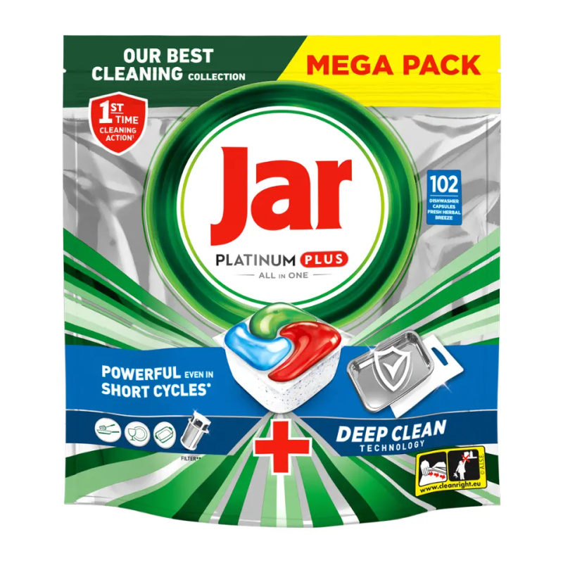 JAR Tablety do myčky Platinum Plus Blue Deep Clean 102 kusů