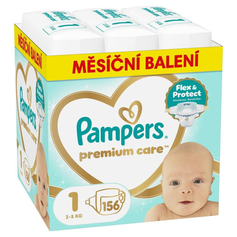 PAMPERS Premium care monthly velikost 1 plenky 2-5kg 156 kusů