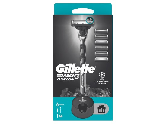 Gillette Mach3 Charcoal holicí strojek se stojánkem + náhradní břity 6 ks