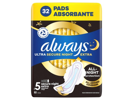Always Ultra Secure Night Extra hygienické vložky 32 ks