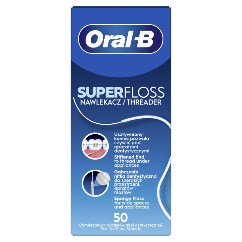 Oral B Super Floss dentální nit na rovnátka a implantáty 50 ks