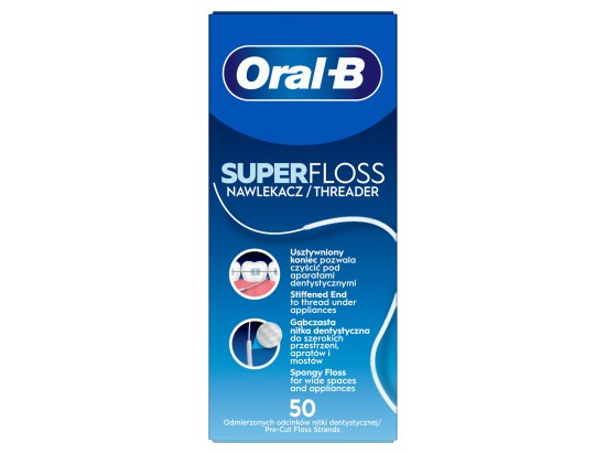 Oral B Super Floss dentální nit na rovnátka a implantáty 50 ks
