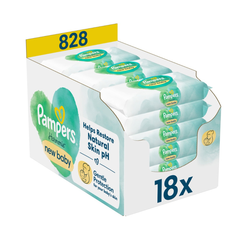 Pampers Harmonie New Baby dětské čisticí ubrousky 18×46 ks