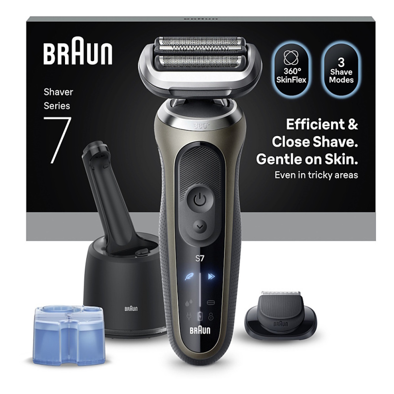 Braun Series 7 72-C7200cc elektrický holicí strojek s čisticí a nabíjecí stanicí Gold 1 ks