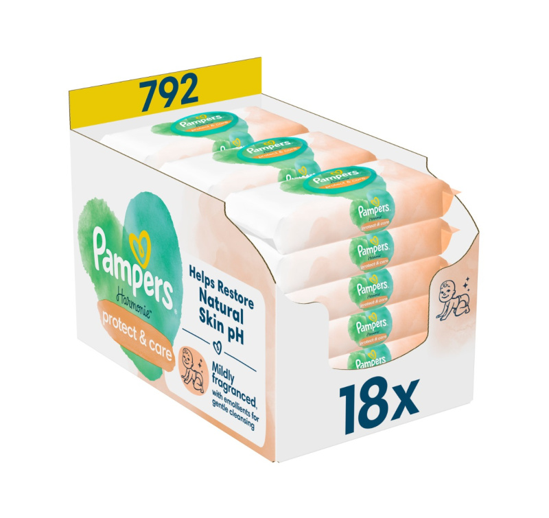 Pampers Harmonie Protect&Care vlhčené čisticí ubrousky pro děti s měsíčkem lékařským 792 ks