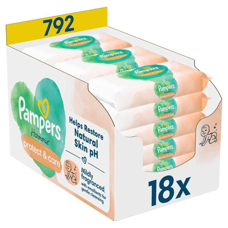 Pampers Harmonie Protect&Care vlhčené čisticí ubrousky pro děti s měsíčkem lékařským 792 ks
