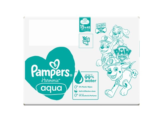 Pampers Harmonie Aqua Paw Patrol vlhčené čisticí ubrousky pro děti 720 ks