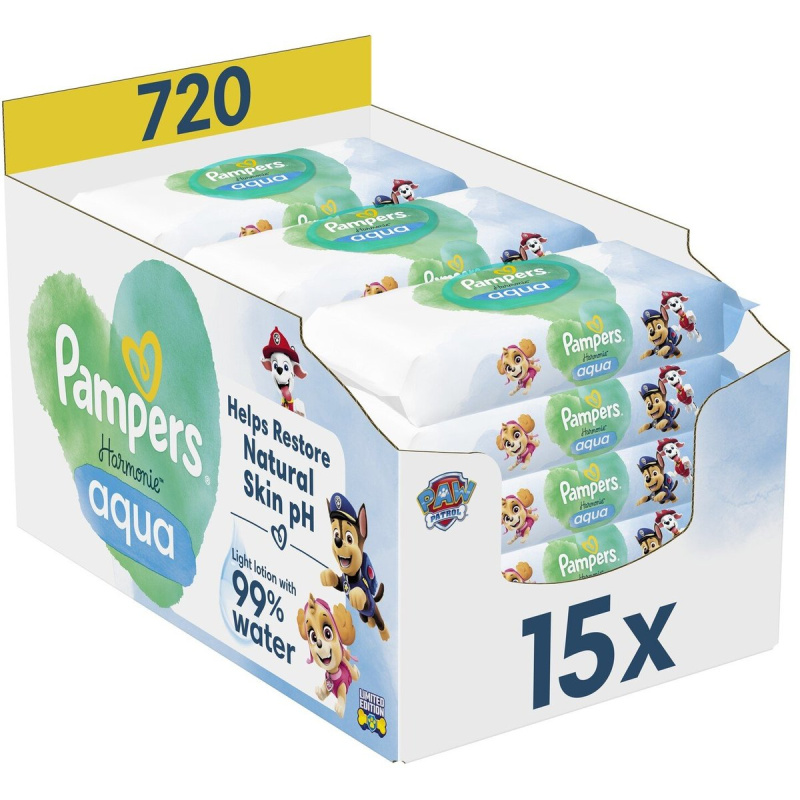 Pampers Harmonie Aqua Paw Patrol vlhčené čisticí ubrousky pro děti 720 ks