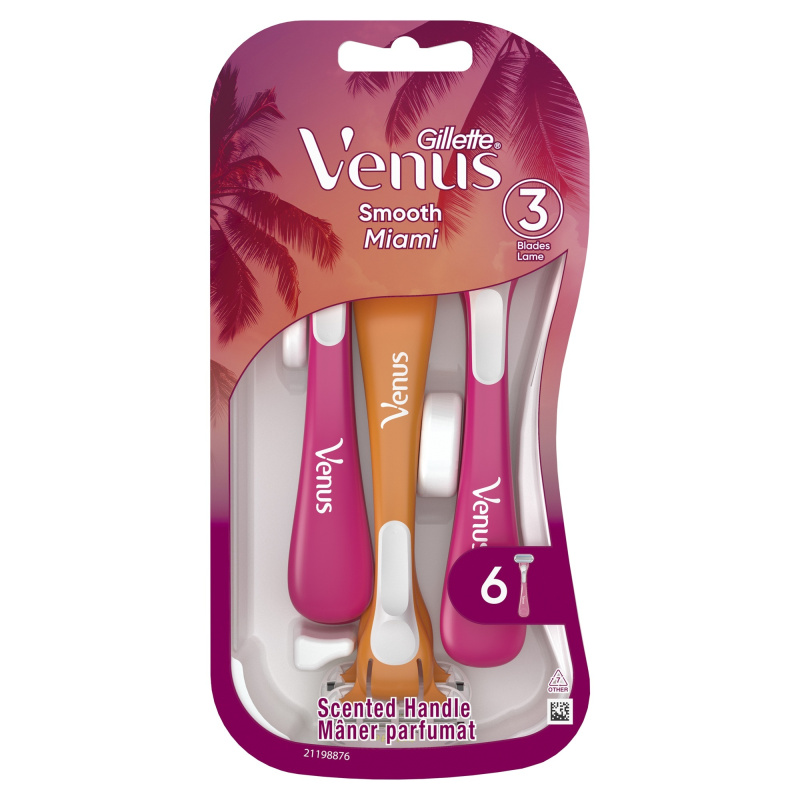 GILLETTE Venus Smooth Miami Dámská pohotová holítka 6 kusů