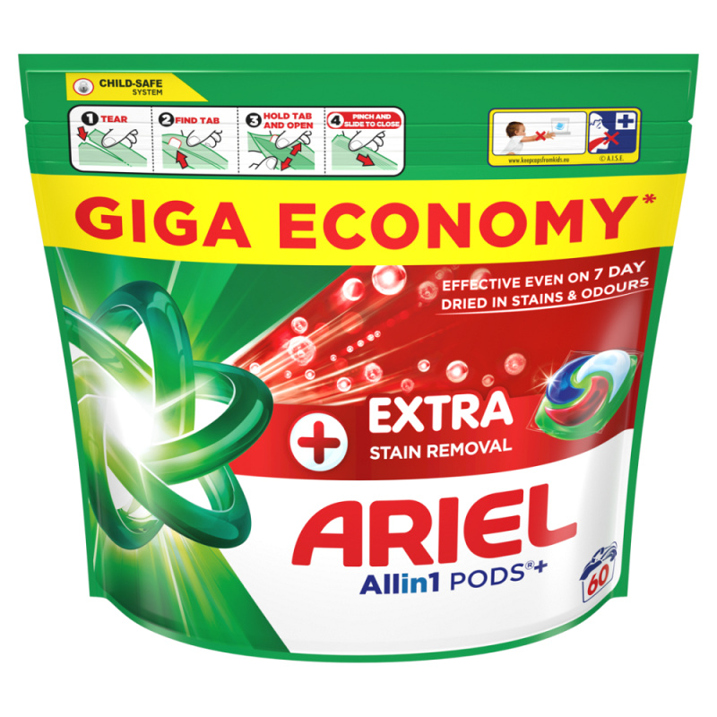 ARIEL Kapsle na praní Plus Extra Stain 60 praní