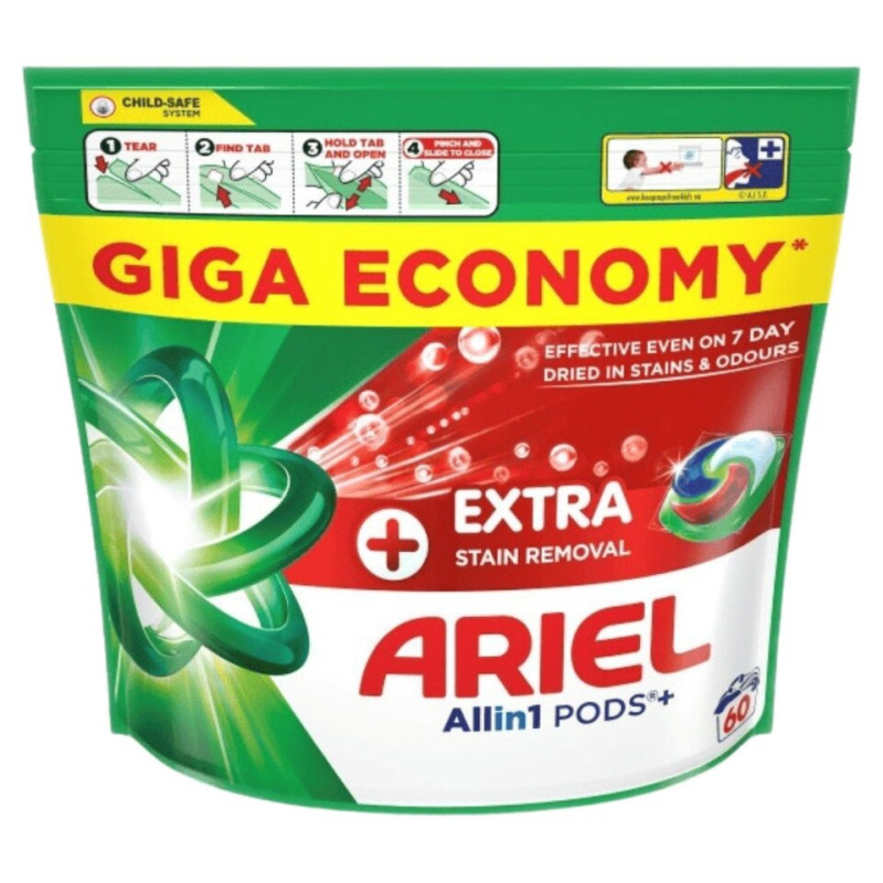 ARIEL Kapsle na praní Plus Extra Stain 60 praní