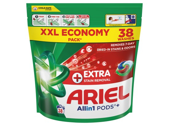 ARIEL Kapsle na praní Plus Extra Stain 38 praní