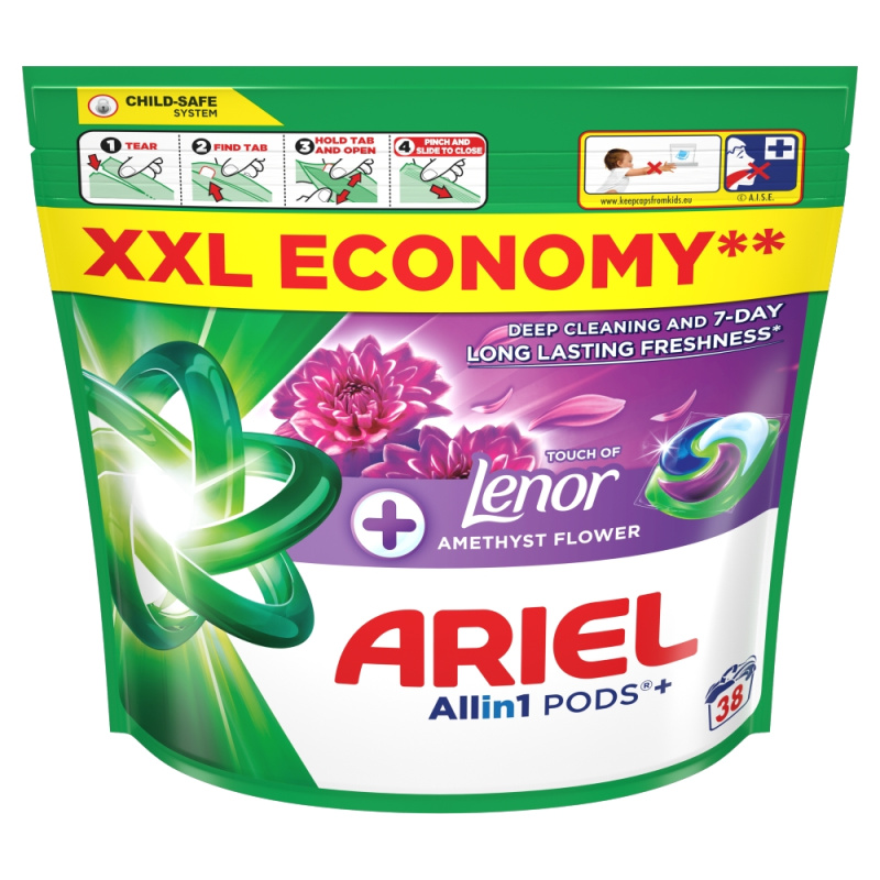 Ariel All in 1 Touch of Lenor Amethyst Flower - prací kapsle - 38 kapslí