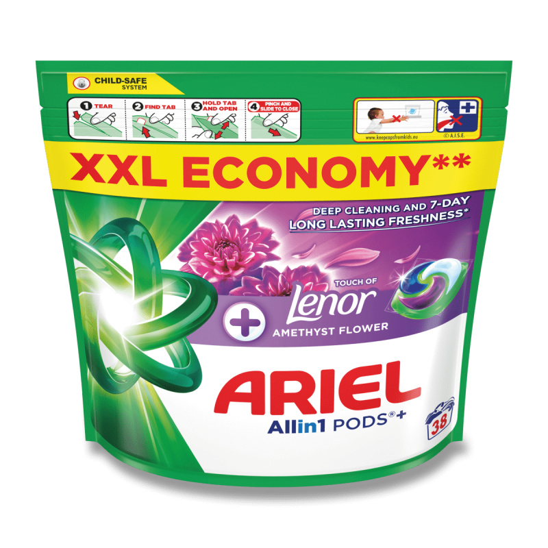 Ariel All in 1 Touch of Lenor Amethyst Flower - prací kapsle - 38 kapslí
