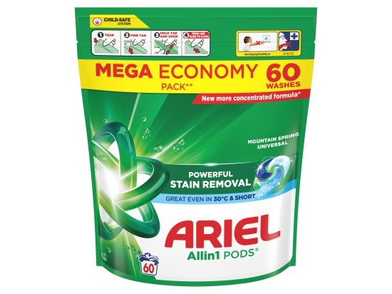 Kapsle na praní Ariel All in 1 PODS- Mountain Spring - 60 pracích dávek