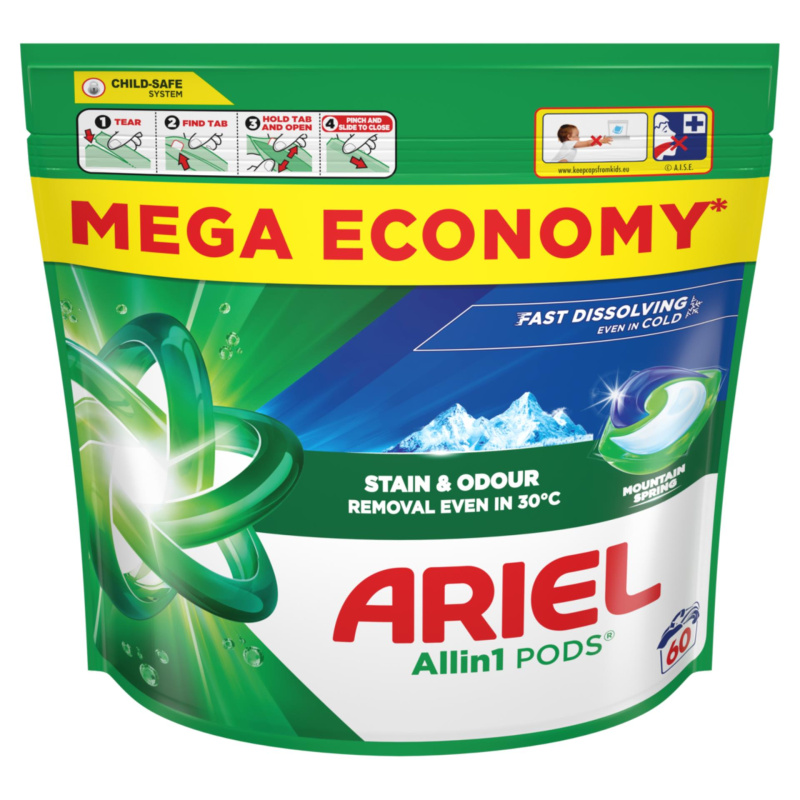 Kapsle na praní Ariel All in 1 PODS- Mountain Spring - 60 pracích dávek