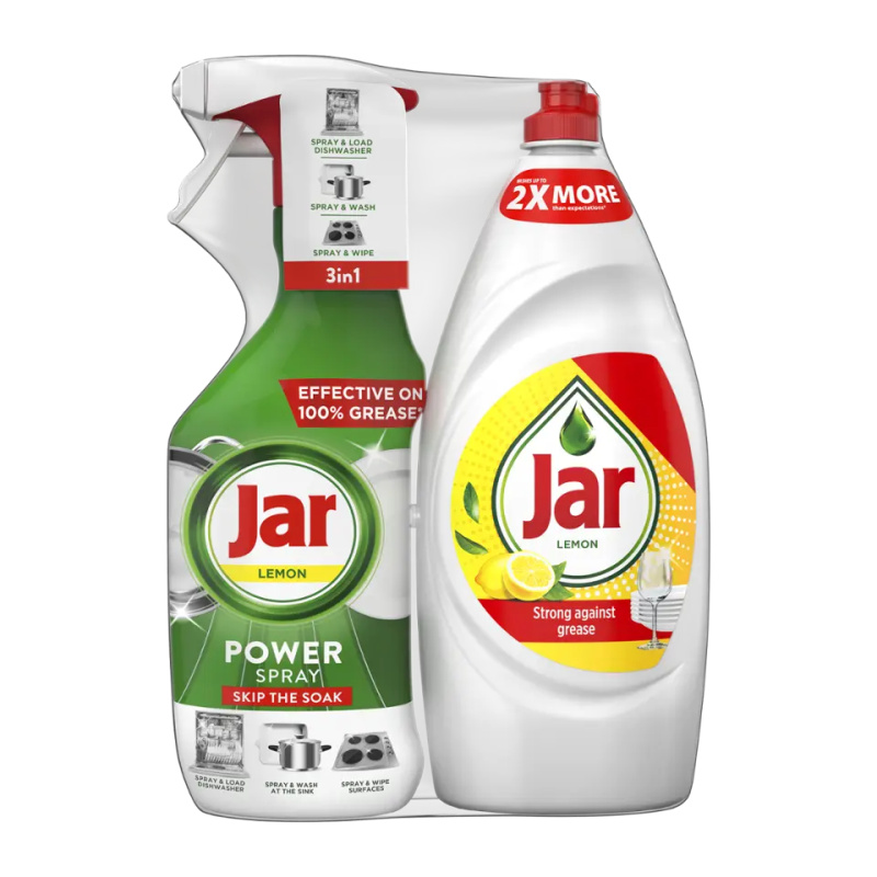 Jar Power Spray 3v1 Lemon a Prostředek na nádobí Lemon 500 + 900 ml
