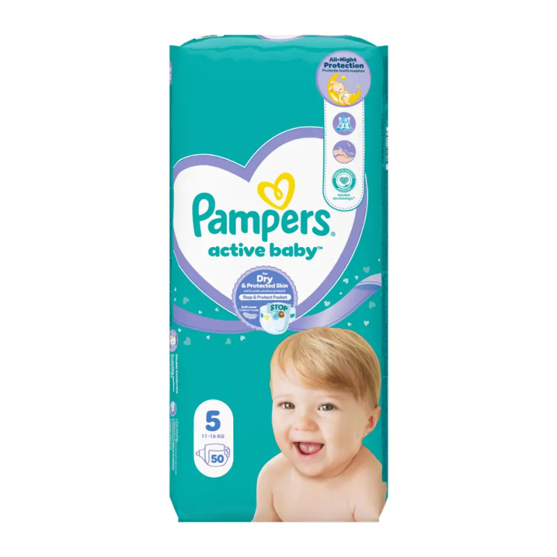 Pampers Active Baby Size 5 jednorázové pleny 11-16 kg 50 ks