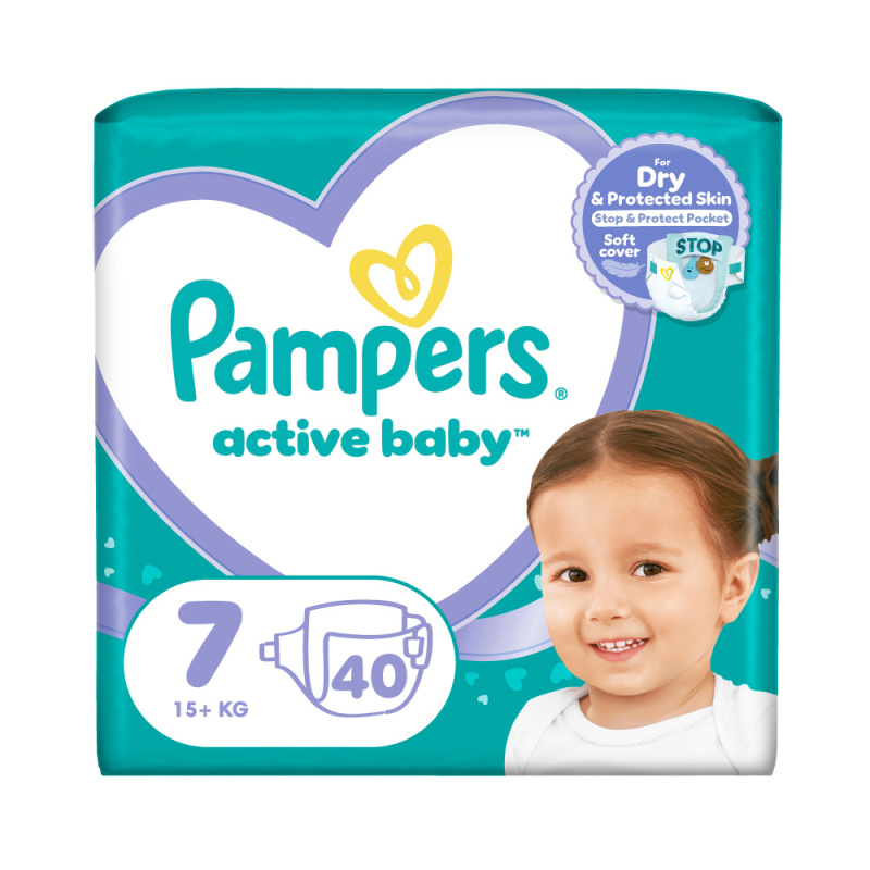 Pampers Active Baby Size 7 jednorázové pleny 15+ kg 40 ks