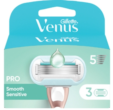 Gillette Venus Pro Smooth Sensitive Dámské holicí hlavice pro citlivou pokožku 3 ks