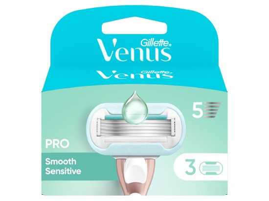 Gillette Venus Pro Smooth Sensitive Dámské holicí hlavice pro citlivou pokožku 3 ks