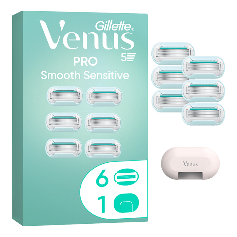 Gillette Venus PRO Smooth Sensitive náhradní břity + ochranný kryt 6 ks