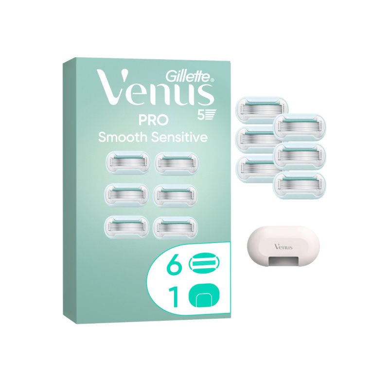 Gillette Venus PRO Smooth Sensitive náhradní břity + ochranný kryt 6 ks
