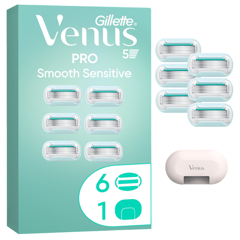 Gillette Venus PRO Smooth Sensitive náhradní břity + ochranný kryt 6 ks
