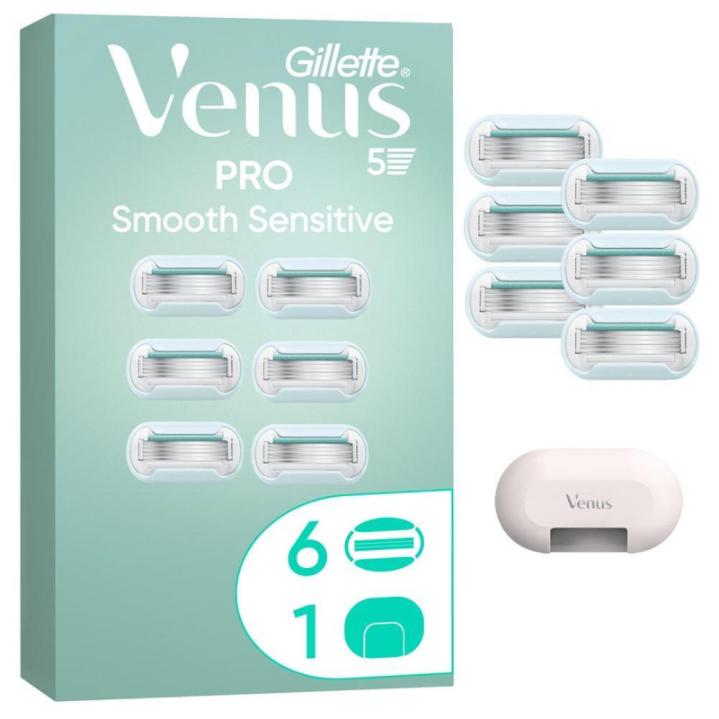 Gillette Venus PRO Smooth Sensitive náhradní břity + ochranný kryt 6 ks