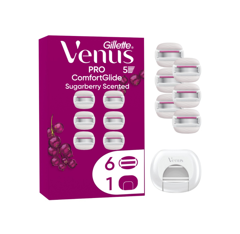 Gillette Venus PRO ComfortGlide Sugarberry náhradní břity + ochranný kryt 6 ks