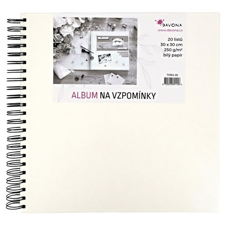 Album kroužkové bílé (250g/m2, 20 listů) 30×30cm