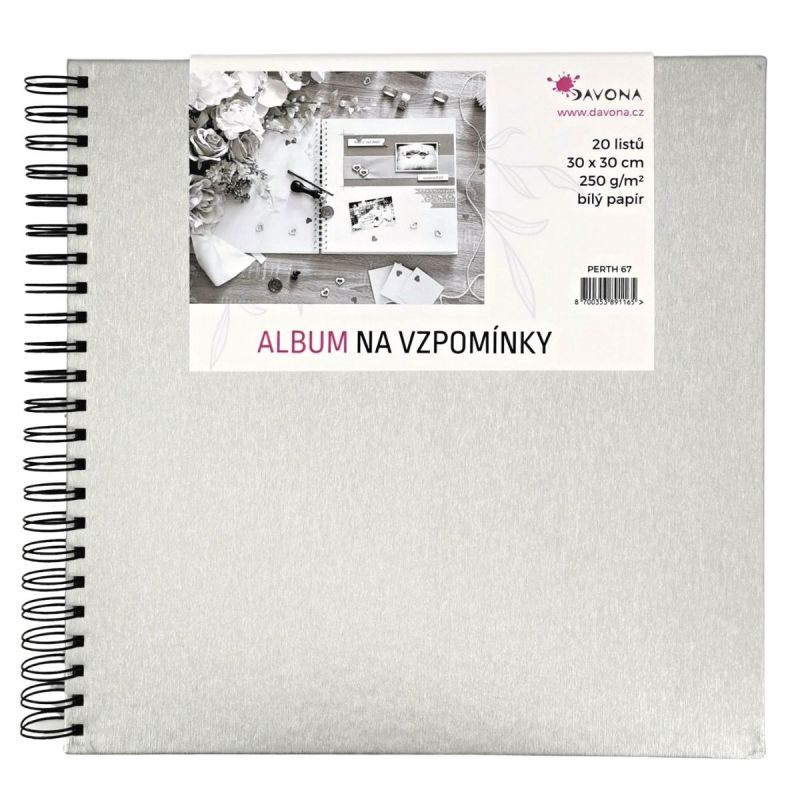 Album kroužkové stříbrné (250g/m2, 20 listů) 30×30cm