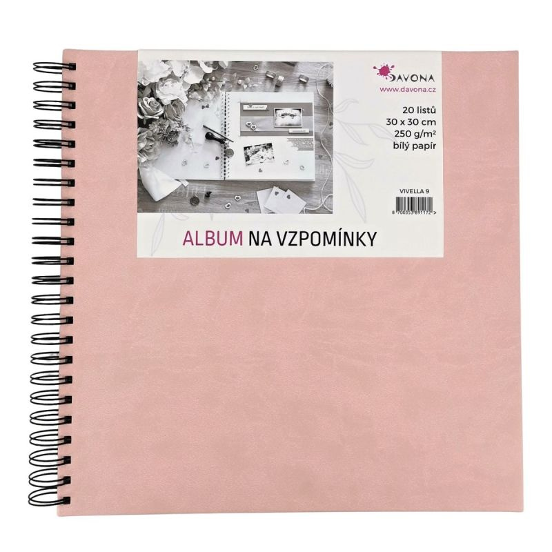 Album kroužkové světle růžové (250g/m2, 20 listů) 30×30cm