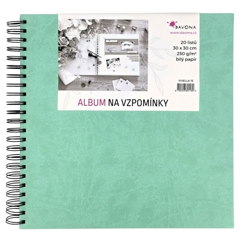 Album kroužkové mátové (250g/m2, 20 listů) 30×30cm