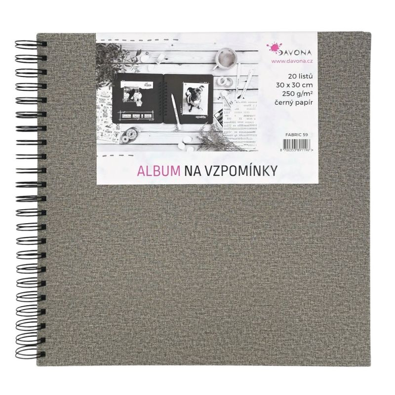 Album kroužkové šedé (250g/m2, 20 listů) 30×30cm