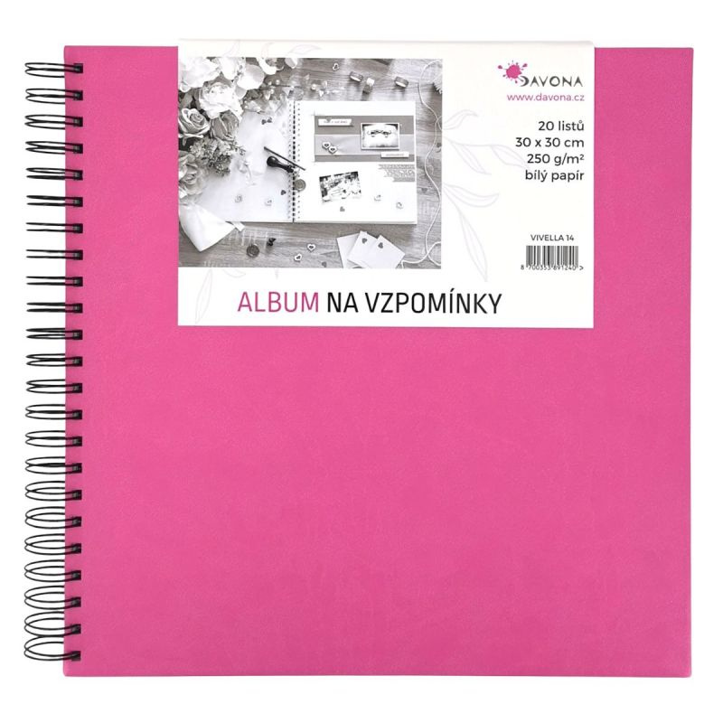 Album kroužkové růžové (250g/m2, 20 listů) 30×30cm