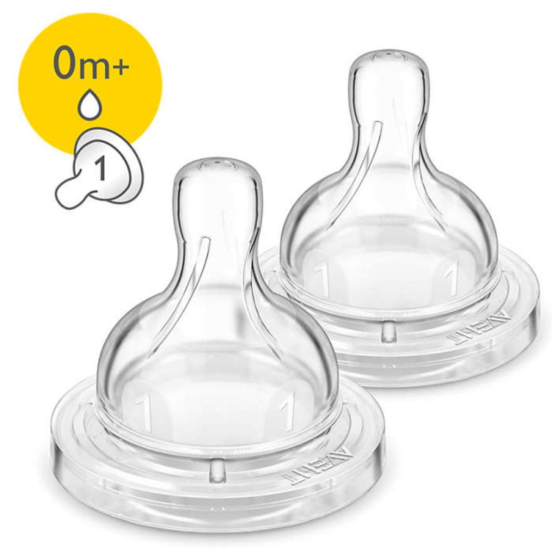 AVENT Dudlík Anti-colic/Classic+ 1 novorozenecký průtok, 2 ks
