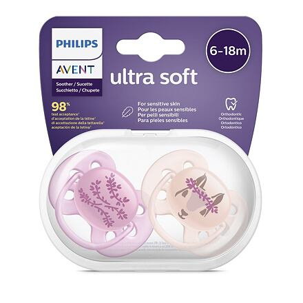 AVENT Šidítko Ultrasoft Obrázek 6-18 m dívka, 2 ks